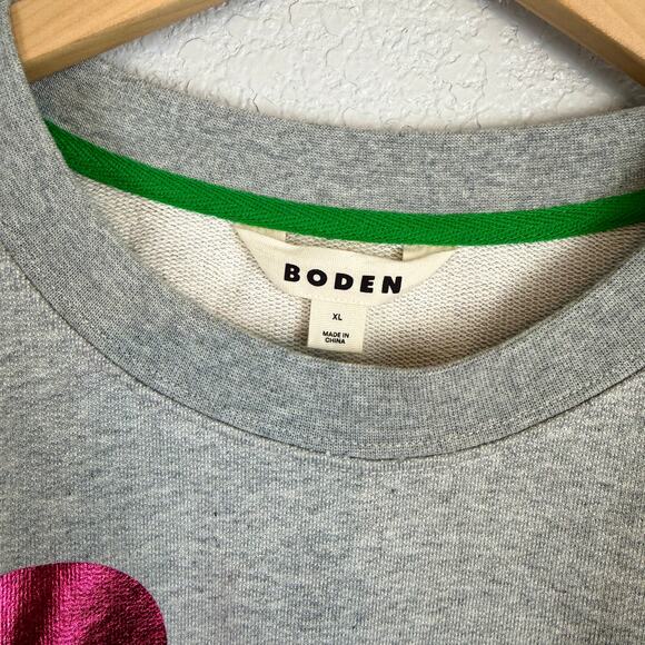 Boden Hannah Printed Sweatshirt Metallic Pink Dots Gray Cotton XL Dopamine Happy - Picture 6 of 8